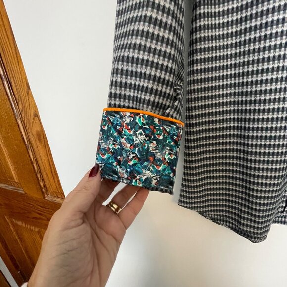 Robert Graham Mens Houndstooth Dress Shirt With Floral Trim Size M - Picture 3 of 16